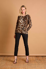 Soft Touch Leopard Print Round Neck Top