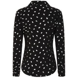 Foil Print Long Sleeve Collar Blouse