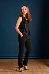 Sleeveless Sequin Sparkle Pleat Front Blouse