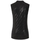 Sleeveless Sequin Sparkle Pleat Front Blouse