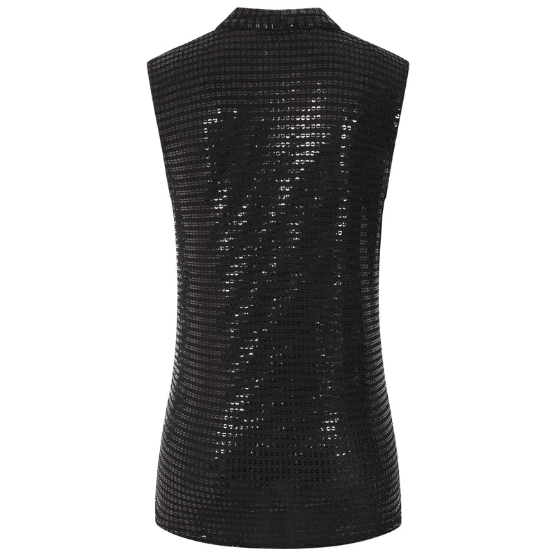Sleeveless Sequin Sparkle Pleat Front Blouse