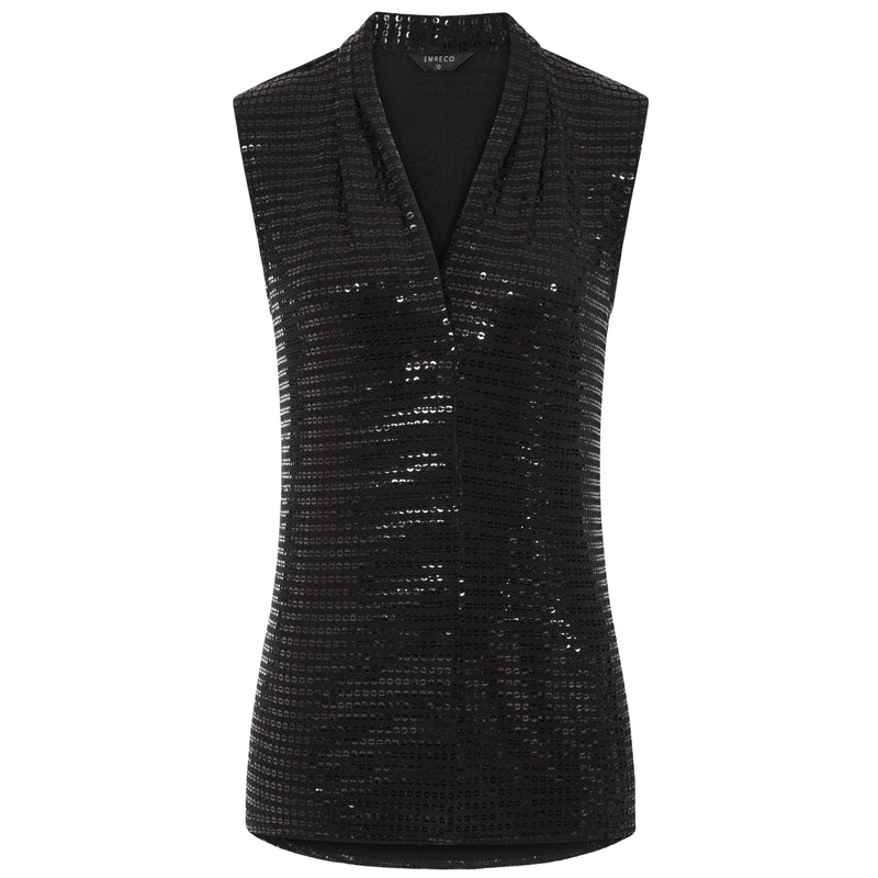Sleeveless Sequin Sparkle Pleat Front Blouse