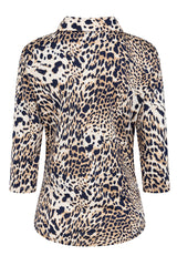 Animal Print Classic Collar Blouse