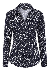 Spot Print Classic Collar Blouse