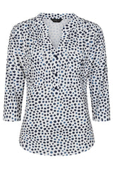 Spot Print Mandarin Collar Blouse