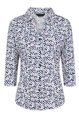 Multi Spot Print Classic Collar Blouse