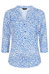 Animal Print Mandarin Collar Blouse