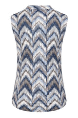Sleeveless Zig Zag Print Blouse