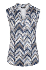 Sleeveless Zig Zag Print Blouse