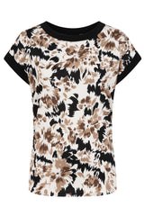 Abstract Floral Print Round Neck Tunic