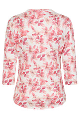 Leaf Print Mandarin Collar Blouse