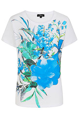 Floral Design Woven Front T-Shirt
