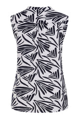 Sleeveless Abstract Print Cotton Blouse
