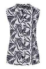 Sleeveless Abstract Print Cotton Blouse