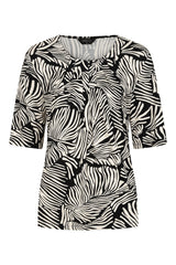 Palm Print Round Neck Top