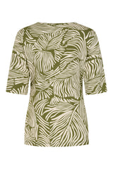 Palm Print Round Neck Top