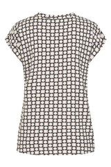 Circle Print Notch Neck Blouse