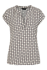 Circle Print Notch Neck Blouse