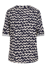 Navy Zig Zag Print Blouse