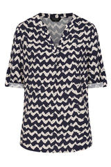 Navy Zig Zag Print Blouse