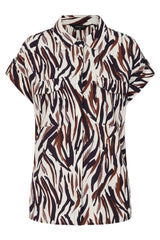 Short Sleeve Animal Print Blouse