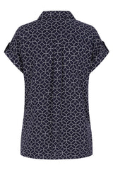 Short Sleeve Geo Print Blouse