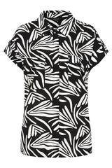 Short Sleeve Abstract Print Blouse