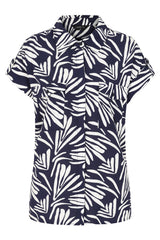 Short Sleeve Abstract Print Blouse