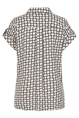 Short Sleeve Circle Tile Print Blouse