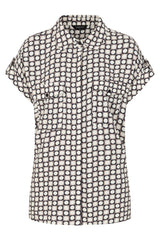 Short Sleeve Circle Tile Print Blouse