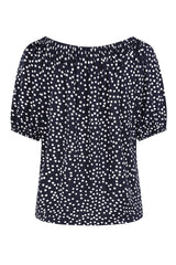 Short Sleeve Spot Print Bardot Top