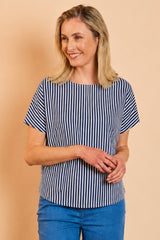 Striped Capped Sleeve Top