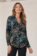 Long Sleeve Abstract Print Blouse
