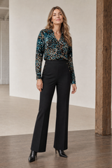 Long Sleeve Abstract Print Blouse