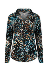 Long Sleeve Abstract Print Blouse