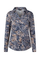 Long Sleeve Reptile Print Blouse