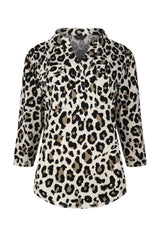 3/4 Sleeve Animal Print Blouse