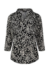3/4 Sleeve Monochrome Print Blouse