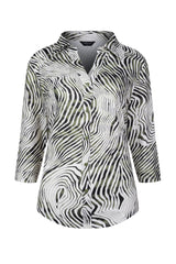 3/4 Sleeve Khaki Animal Print Blouse