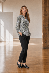 3/4 Sleeve Khaki Animal Print Blouse