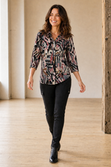 3/4 Sleeve Dash Print Blouse