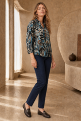 3/4 Sleeve Dash Print Blouse