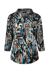 3/4 Sleeve Dash Print Blouse