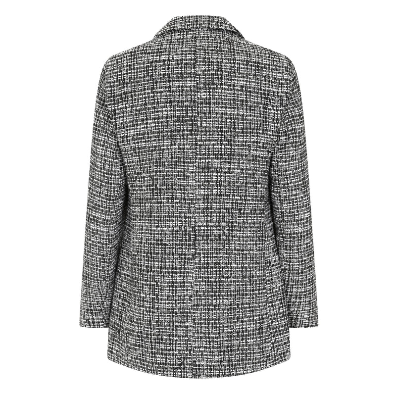 Double Breasted Boucle Blazer Black / White