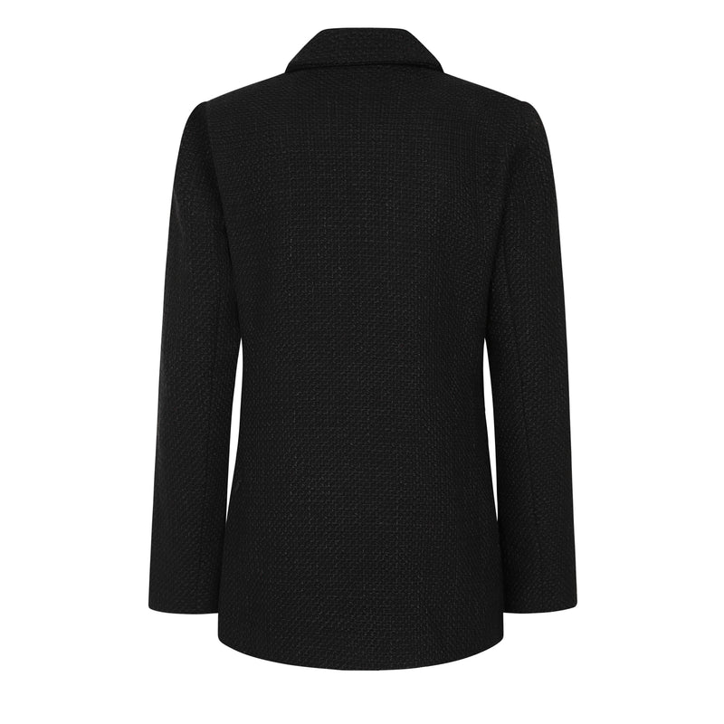 Long Sleeve Boucle Blazer Black