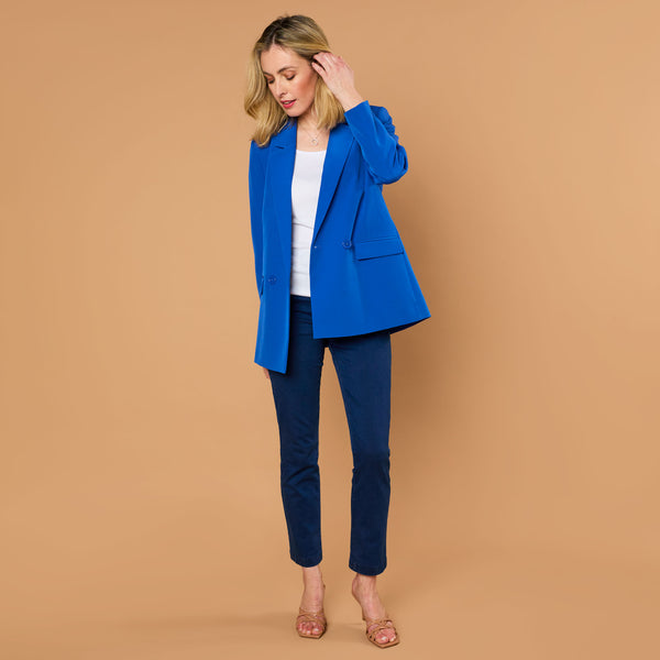 Long Sleeve Relaxed Fit Blazer Blue