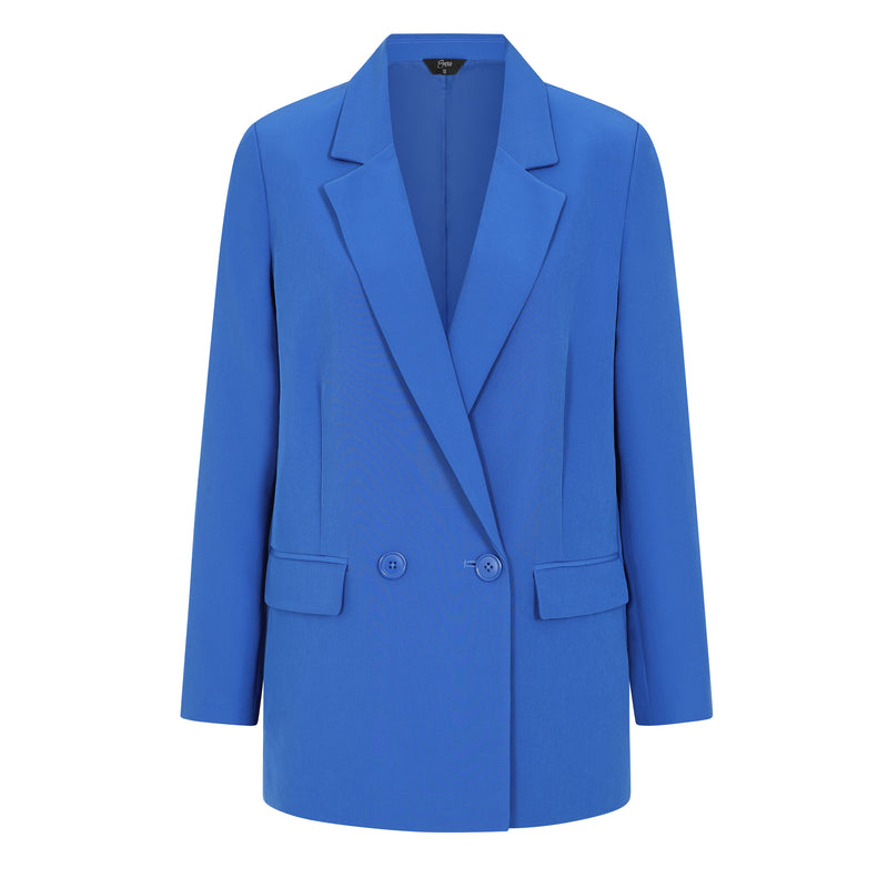 Long Sleeve Relaxed Fit Blazer Blue – Emreco
