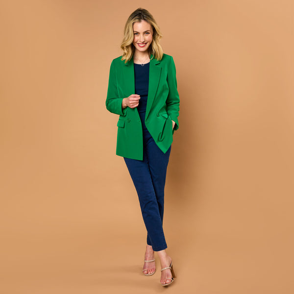 Long Sleeve Relaxed Fit Blazer Green