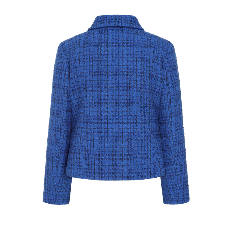 Boucle Cropped Classic Collar Jacket Cobalt