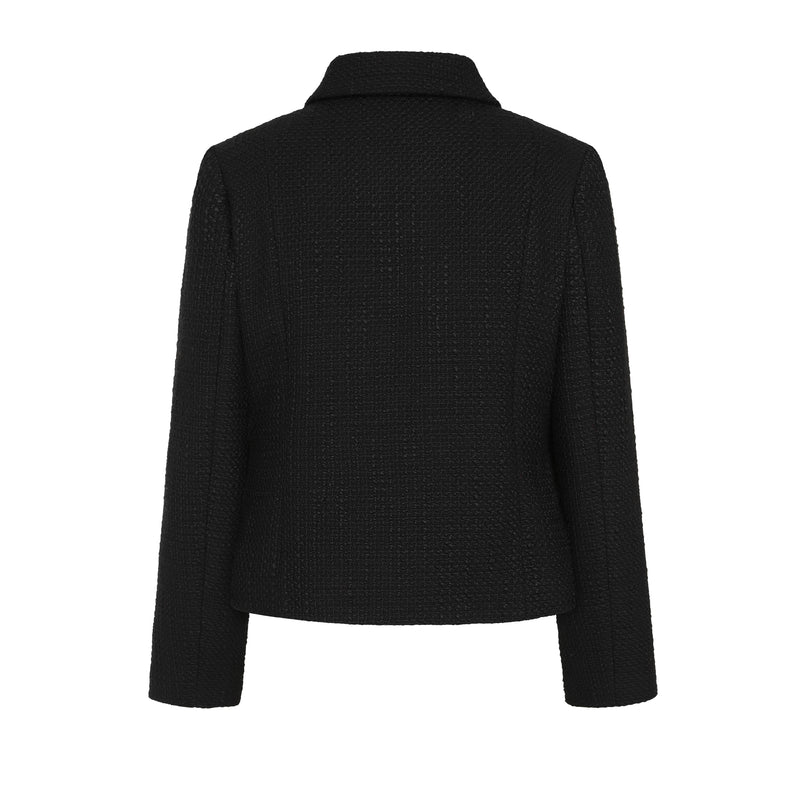 Boucle Cropped Classic Collar Jacket Black
